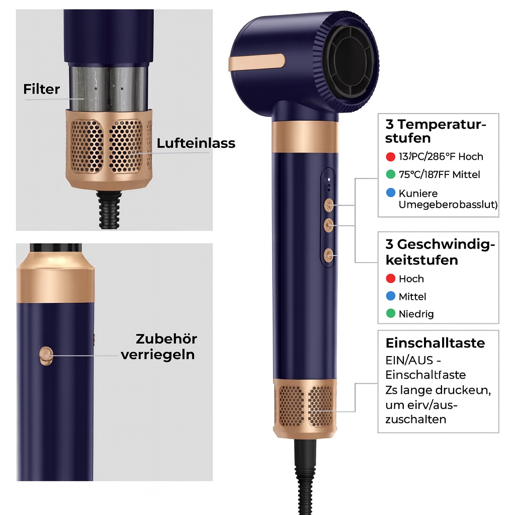 AeroLuxe Velocity Pro – Luxus-Ionen-Haartrockner